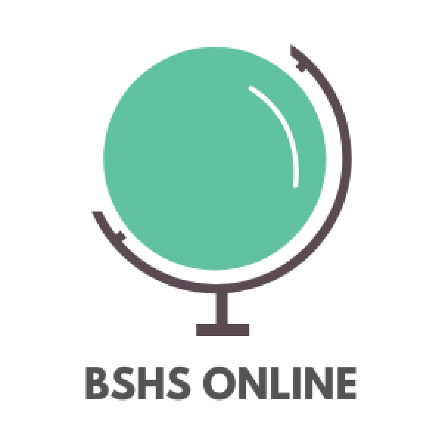 BSHS Online logo which features a green spherical globe of Earth